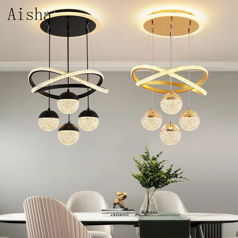lampadario moderno a led per decorazione interna elegante e lussuosa
