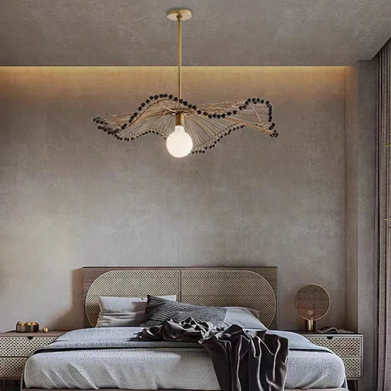 lampadario art déco in corda di canapa per negozi e ristoranti