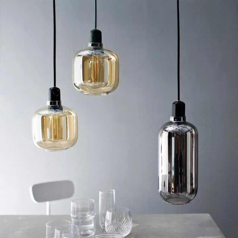 Lampadario danese in vetro luminoso