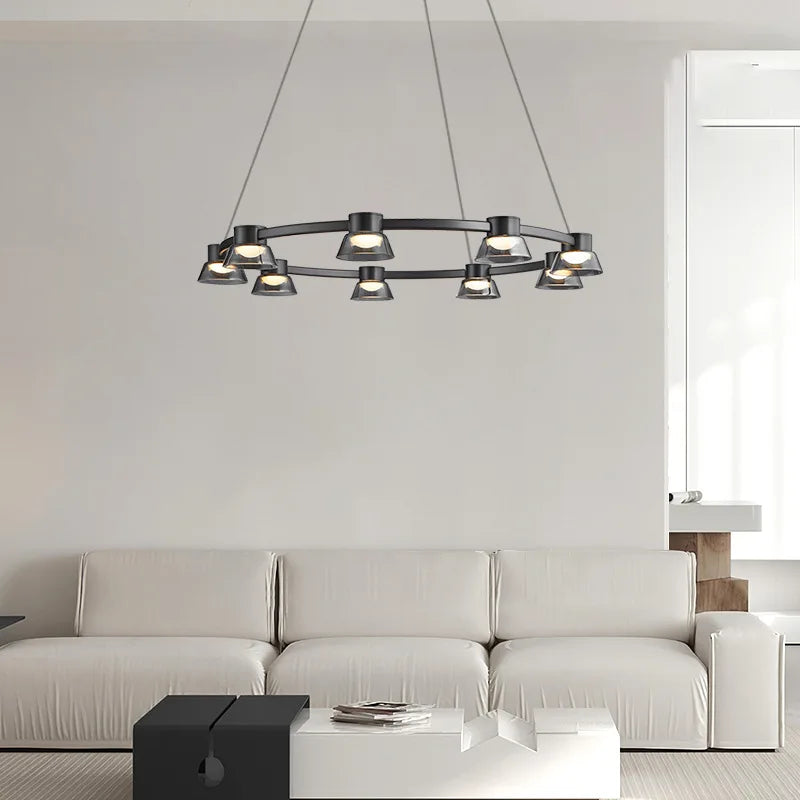 lampadario moderno minimalista LED in vetro design nordico sospeso