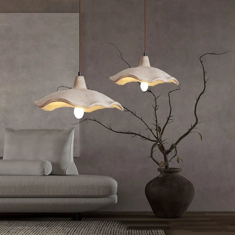 lampadario wabi-sabi in cemento per decorazione interna ed esterna