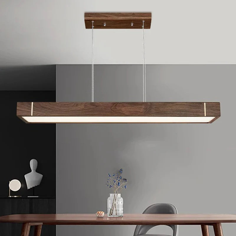lampadario led moderno design legno scuro per decorazione interna