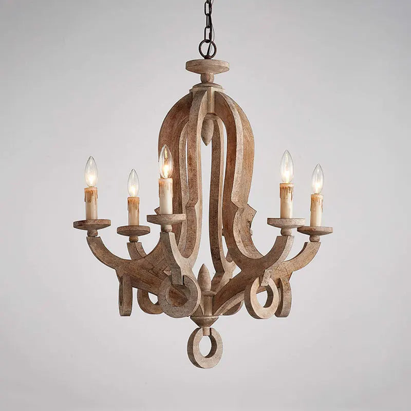 lampadario vintage in legno massiccio stile americano per vari spazi