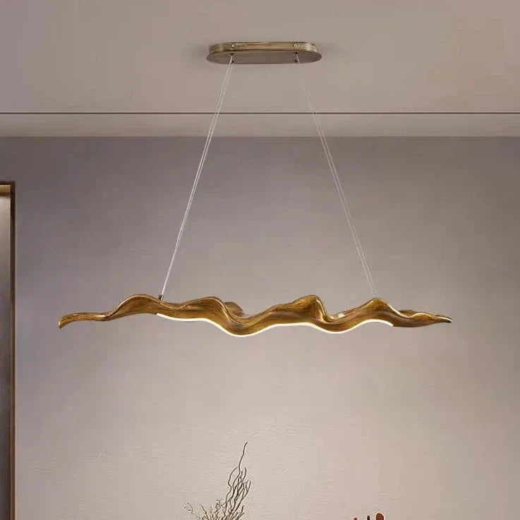 Lampadario Vintage Resina Foglia Luci Dimmerabili Con RC