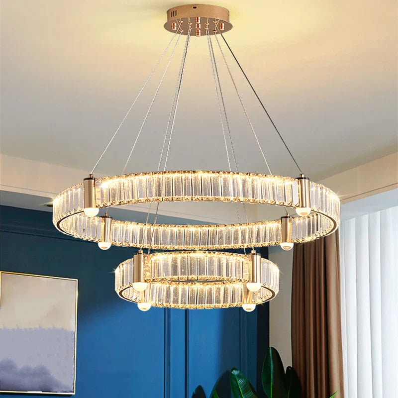 Lampadario LED anello rotondo in cristallo design nordico post-moderno