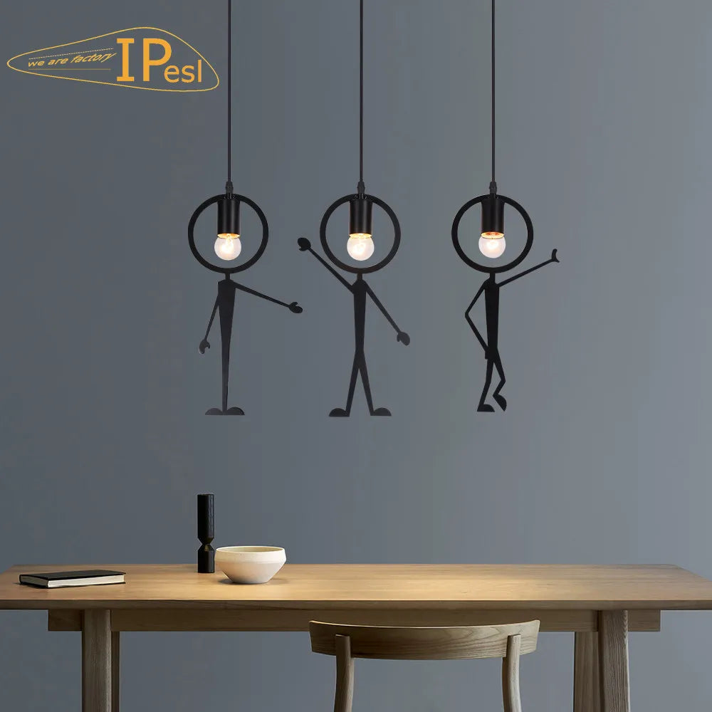 lampadario led vintage a forma di omino