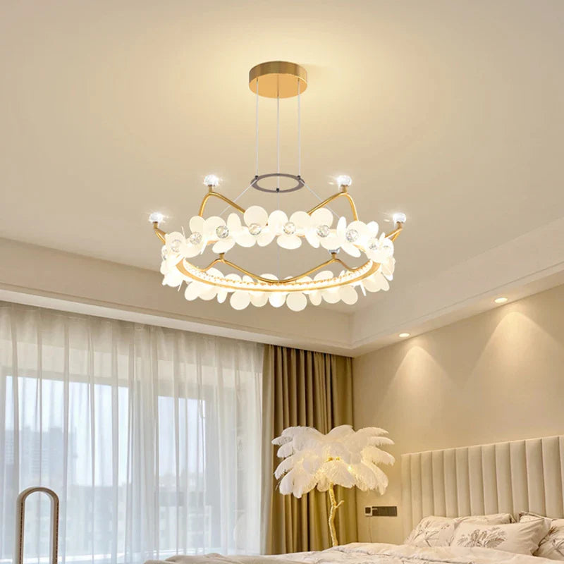 lampadario in cristallo corona d'oro per decorazione bambini stella lussuosa