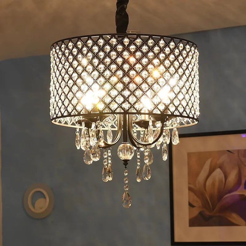 lampadario vintage in cristallo e ferro per ristorante o bar