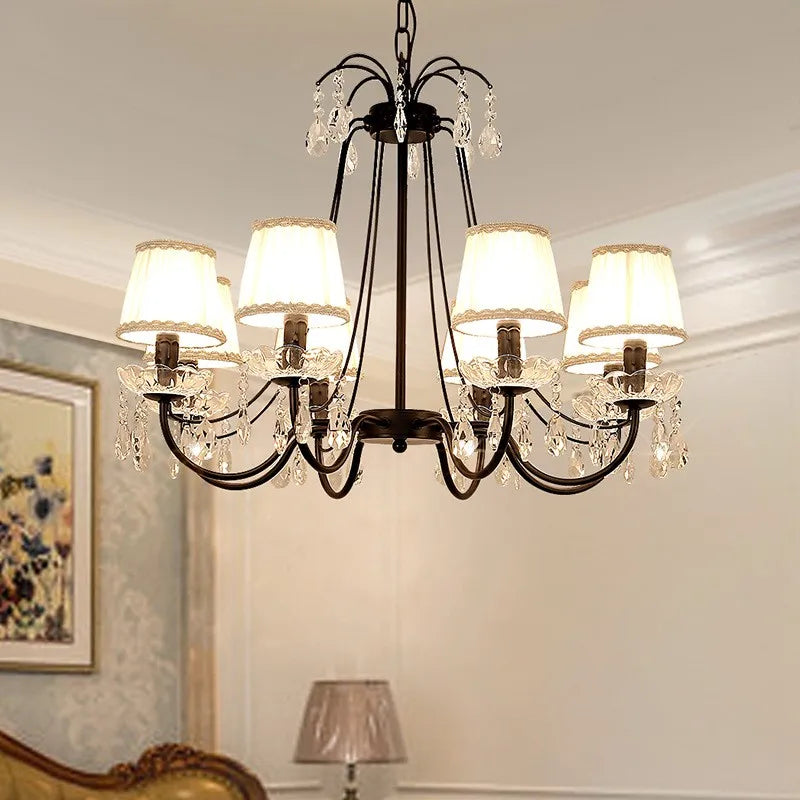 lampadario retrò in ferro e cristallo stile americano creativo