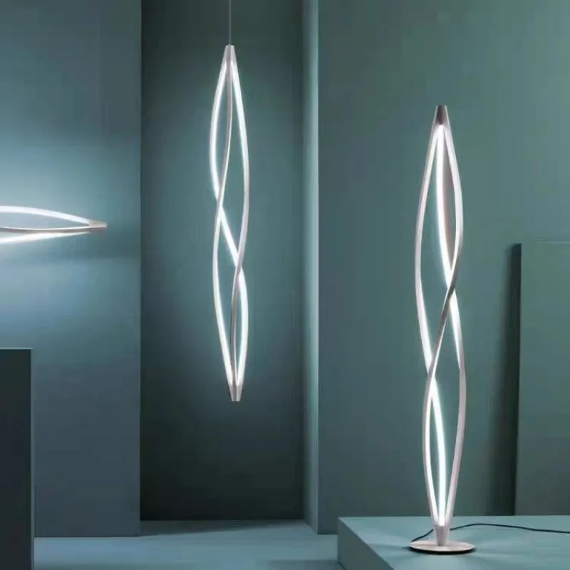 lampadario a spirale LED moderno per hall di hotel reception