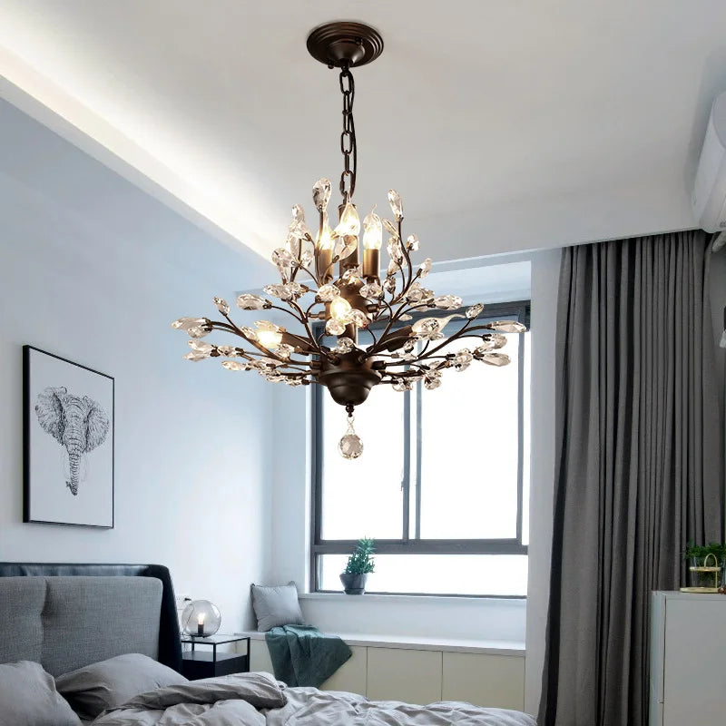 Lampadario sospeso cristallino moderno vintage