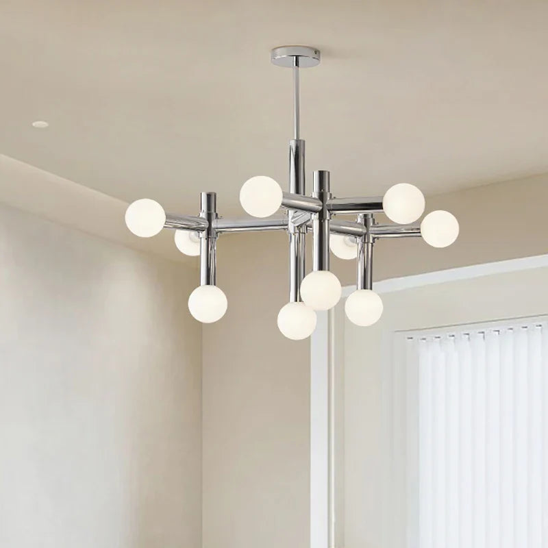 lampadario in metallo cromato stile designer arte decorativa
