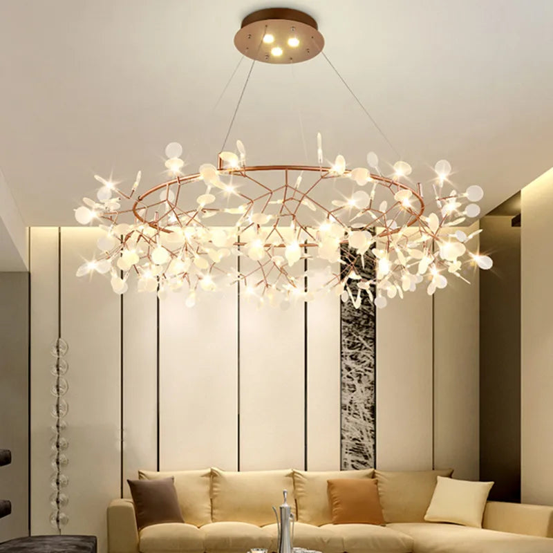 lampadario led moderno con rami rotondi per sospensione