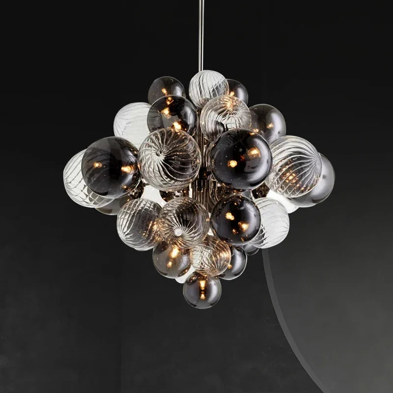 lampadario nordico creativo in ferro e bolle di vetro
