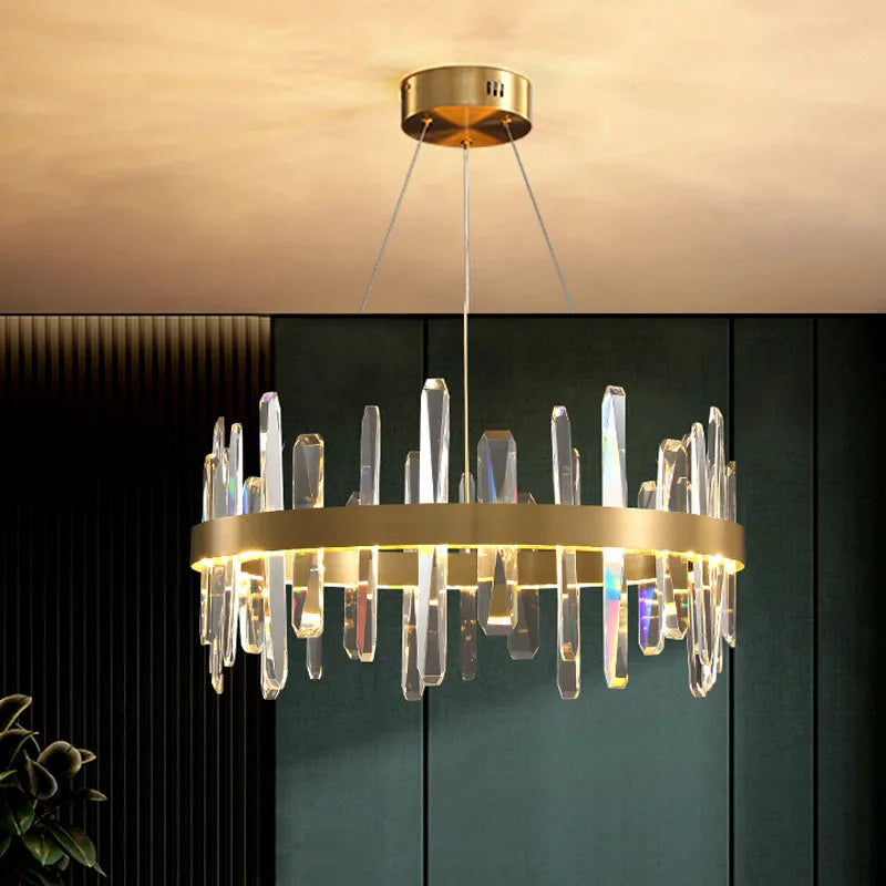lampadario in cristallo a led design moderno per interni