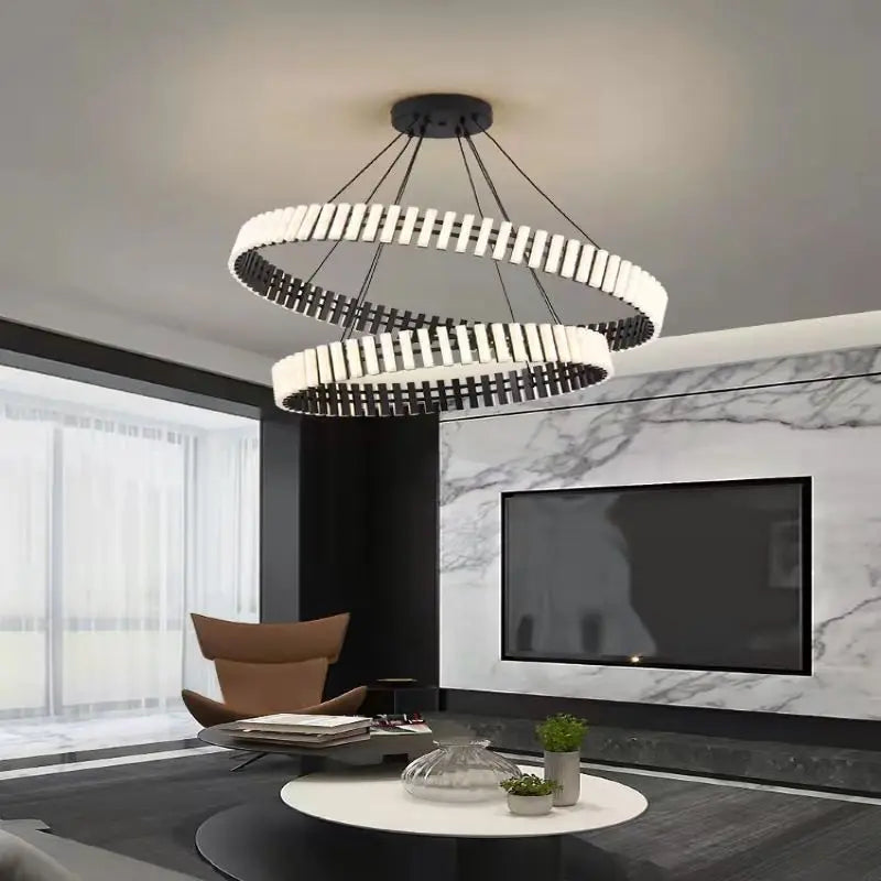 lampadario ad anelli postmoderni duplex led design minimalista interno