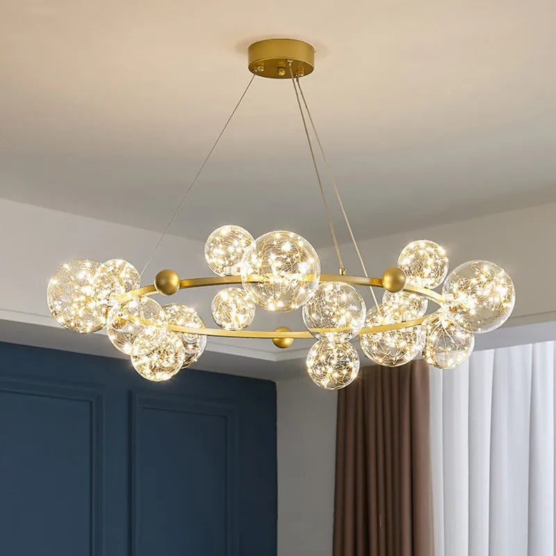 lampadario LED cielo stellato nordico sfera di vetro a intensità variabile