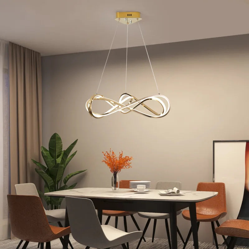 Lampadario LED moderno con telecomando design elegante e curvo