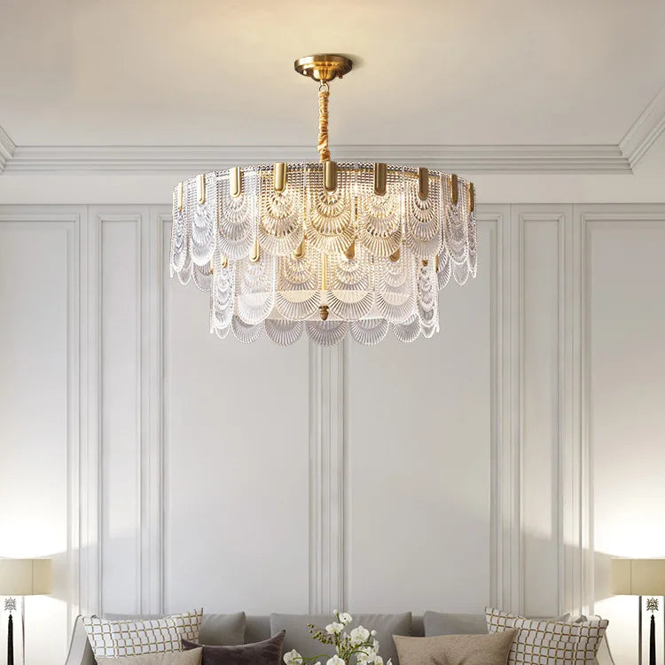 lampadario in vetro cristallo design retrò per decorazione interna elegante