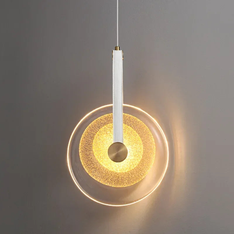 lampadario nordico moderno in pelle e vetro per decorazione d'interni