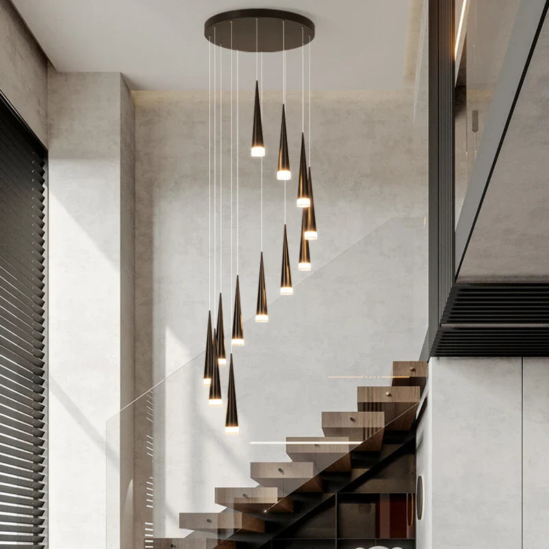 lampadario moderno design tubo nero per decorazione interna
