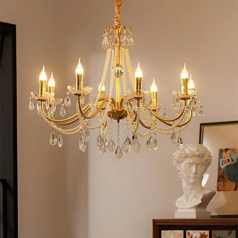 lampadario in cristallo di lusso con simulazione di candela led