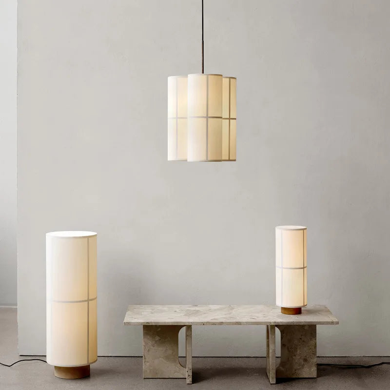 Lampadario minimalista vintage paralume in tessuto sospensione designer hashira