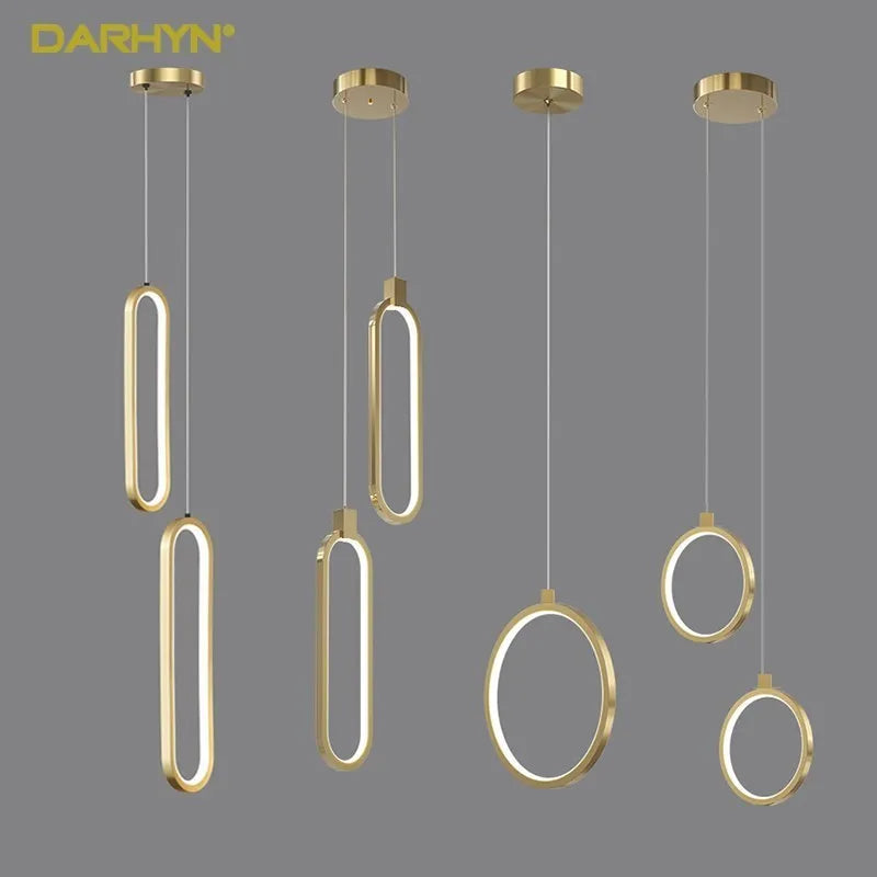 Lampadario sospensione LED moderno minimalista per camera ristorante soggiorno oro nero sospensione decorazione lampadario