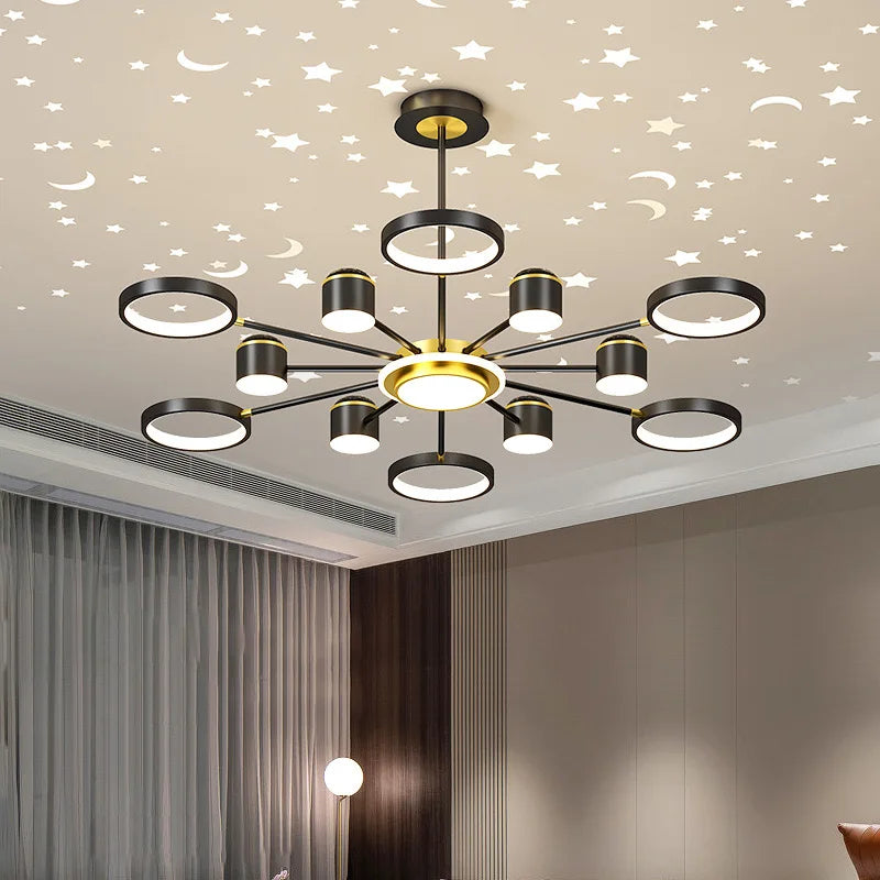 lampadario romantico stellato moderno 6 luci creativo