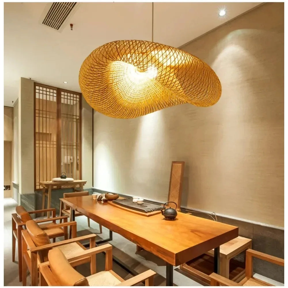Muto Lampadario Nuvola Bohémien, Bambù, Legno, Salotto