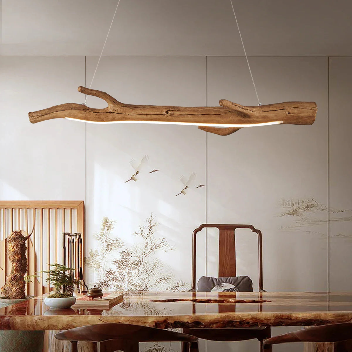 lampadario ramo d'albero vintage in resina con led per decorazione interna