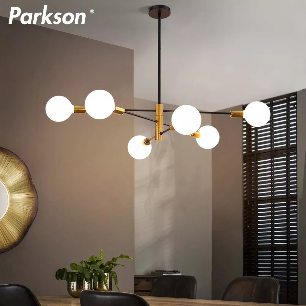 Lampadario moderno nordico Sputnik nero a LED, illuminazione per interni per camera, soggiorno, sala da pranzo, decorazione casa, plafoniera
