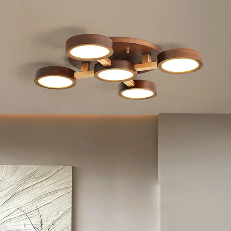 lampadario led moderno in legno per decorazione d'interni
