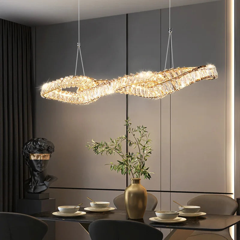 Lampadari moderni in cristallo di lusso LED sospesi dorati