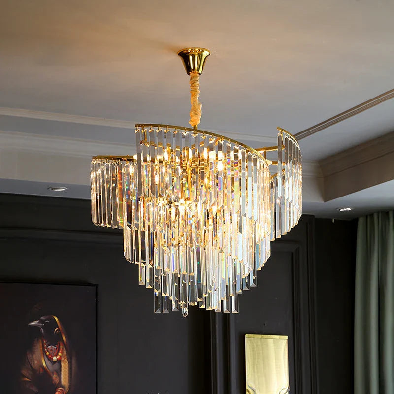 lampadario in cristallo di lusso a spirale postmoderno decorativo
