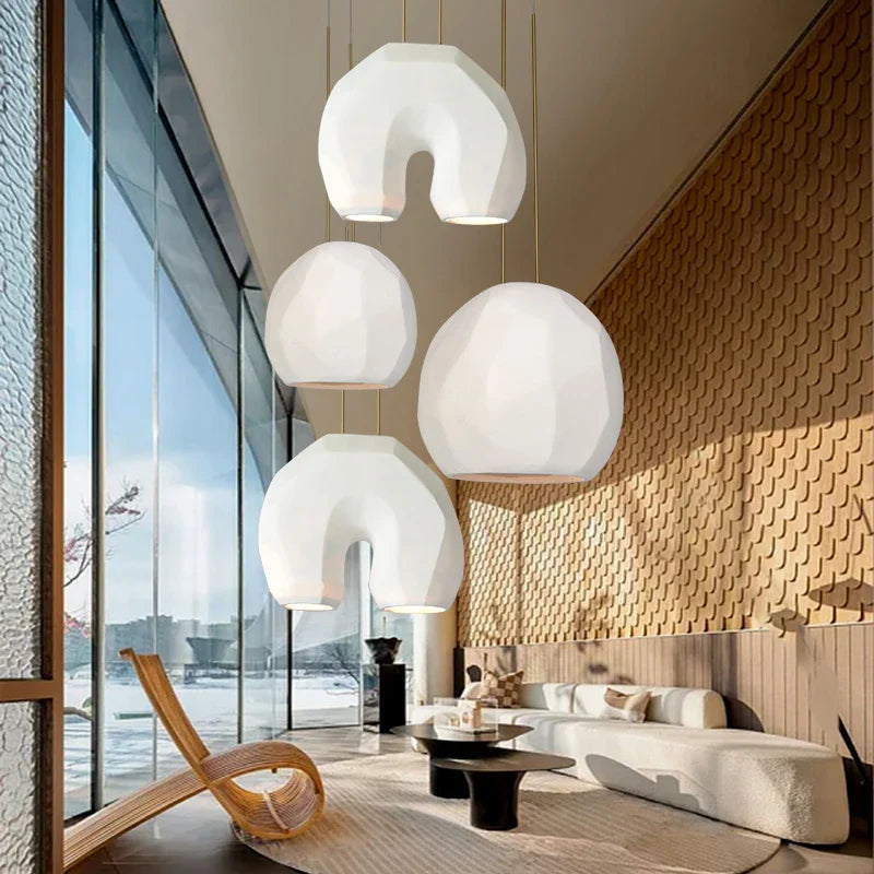 lampadario moderno a forma di u design in resina per illuminazione studio