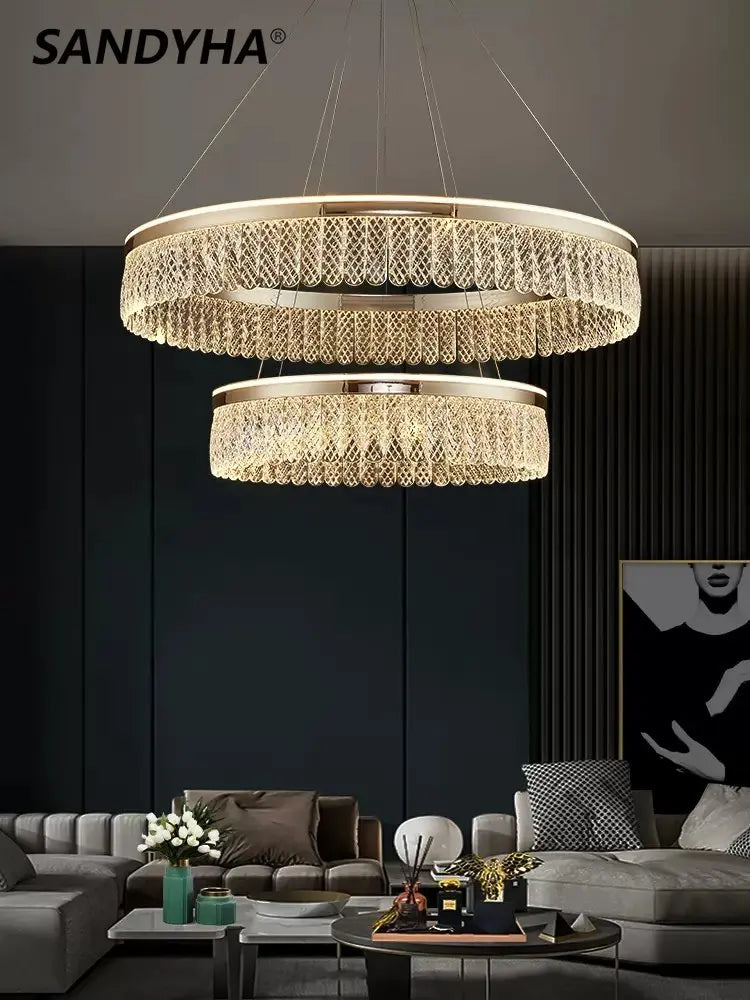 lampadario sandyha moderno creativo anello di lusso in cristallo