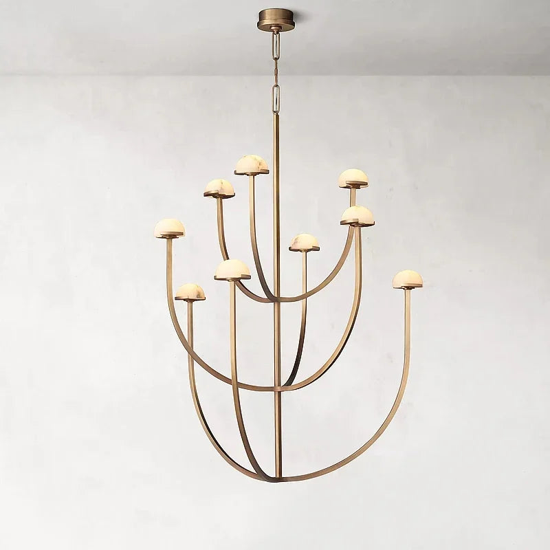 lampadario in marmo naturale spagnolo stile retrò in rame e led