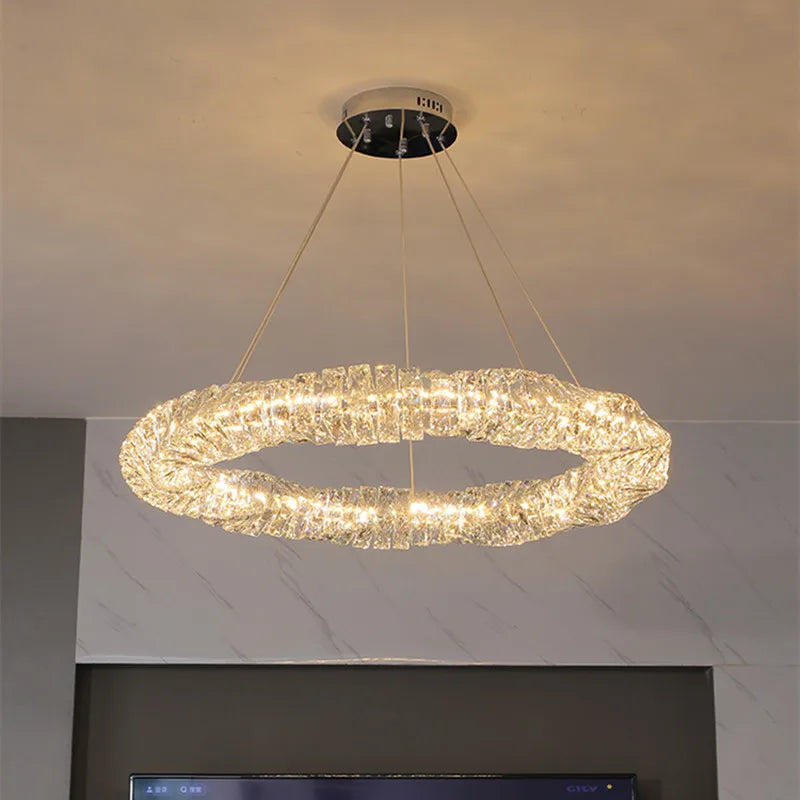 Lampadario moderno a sospensione in cristallo k9 con telecomando dimmerabile