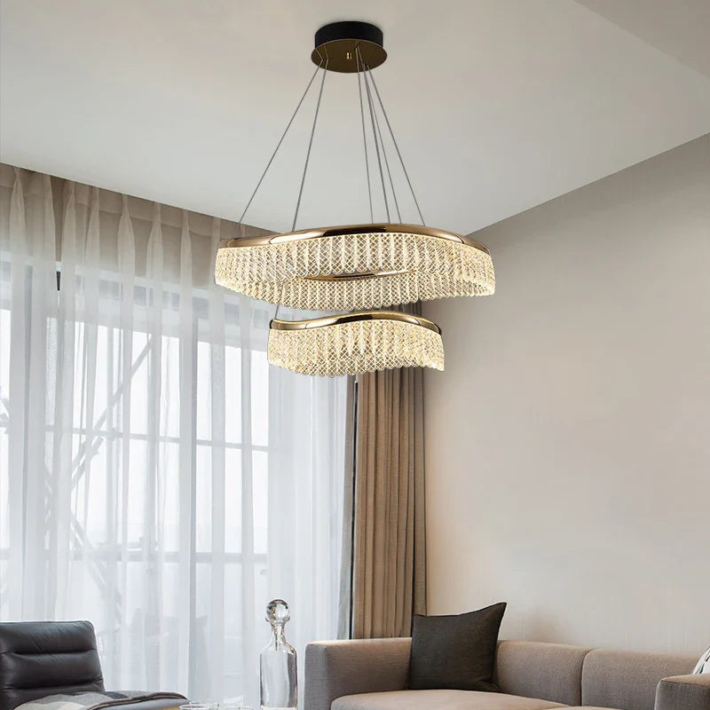 lampadario minimalista a LED stile nordico in cristallo