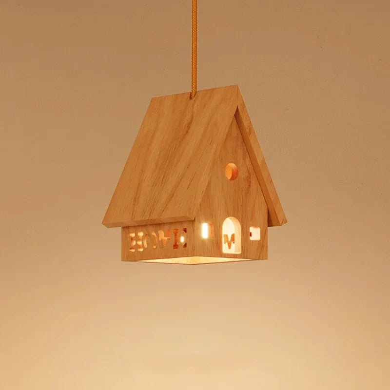 lampadario in legno massello per camera bambini stile minimalista LED