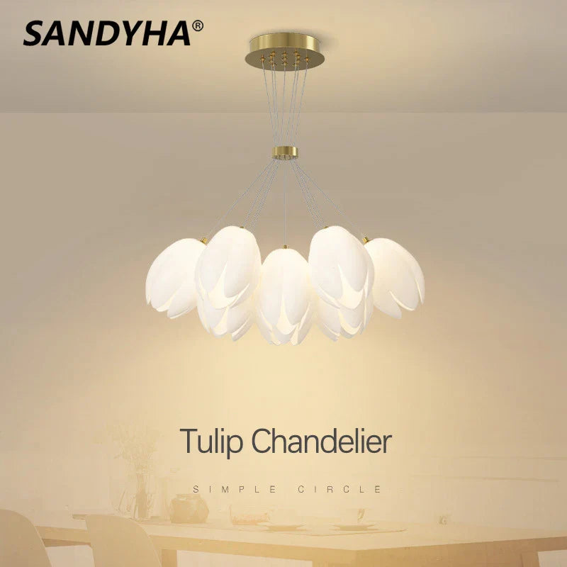 lampadario moderno tulipano sandyha sospensione led lampada da soffitto
