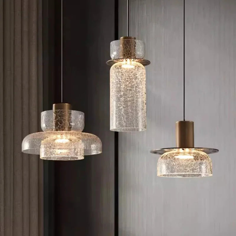 Elegante lampadario design in vetro craquelé