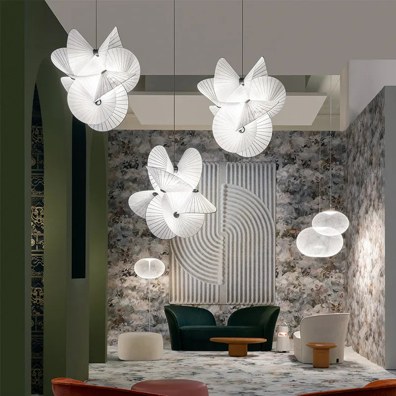 lampadario in tessuto serpentina design nordico per interno elegante