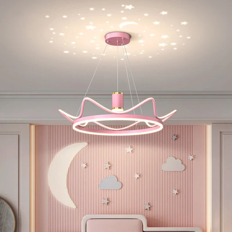Lampadario moderno con proiezione cielo stellato per camera bambini