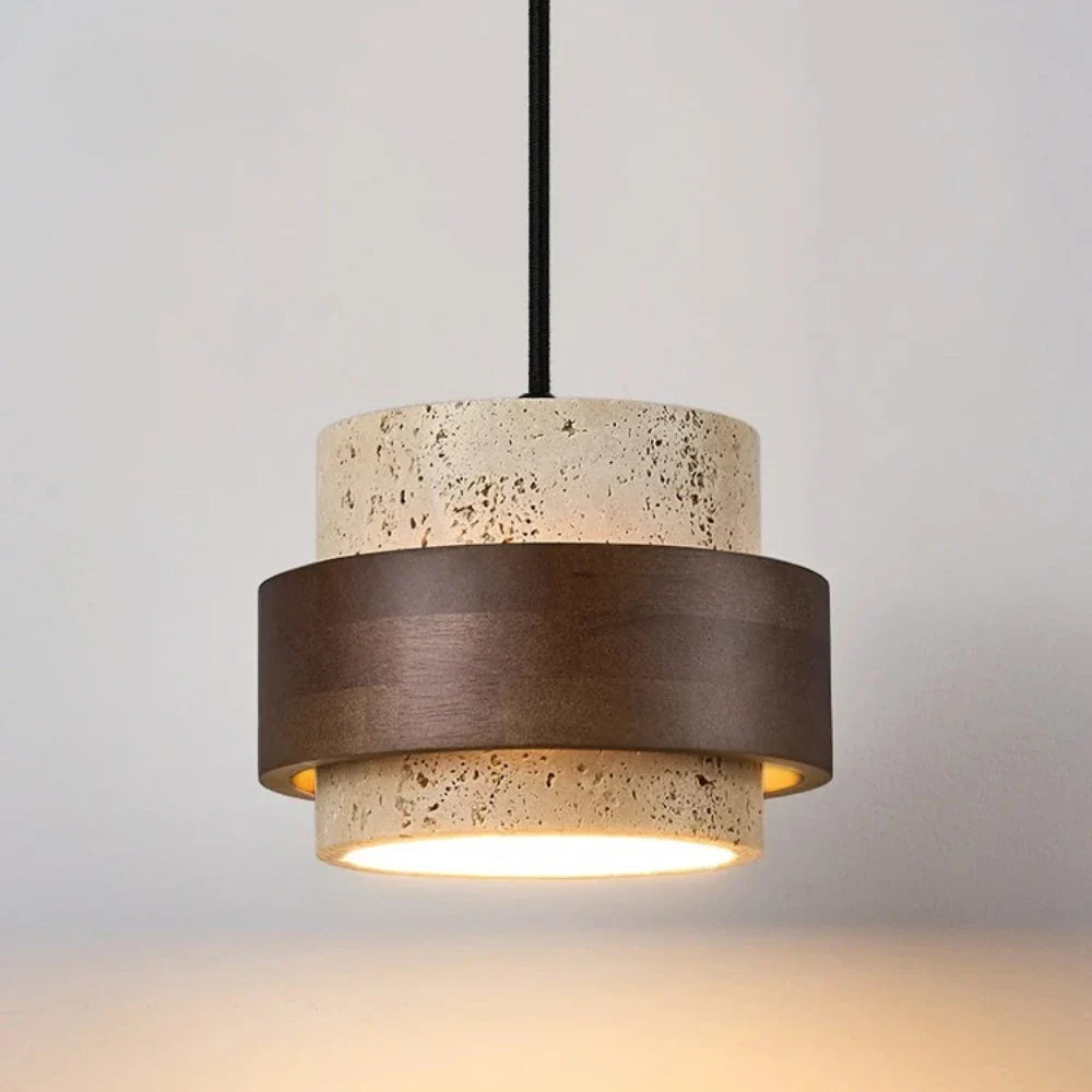 lampadario moderno in legno e marmo per decorazione elegante