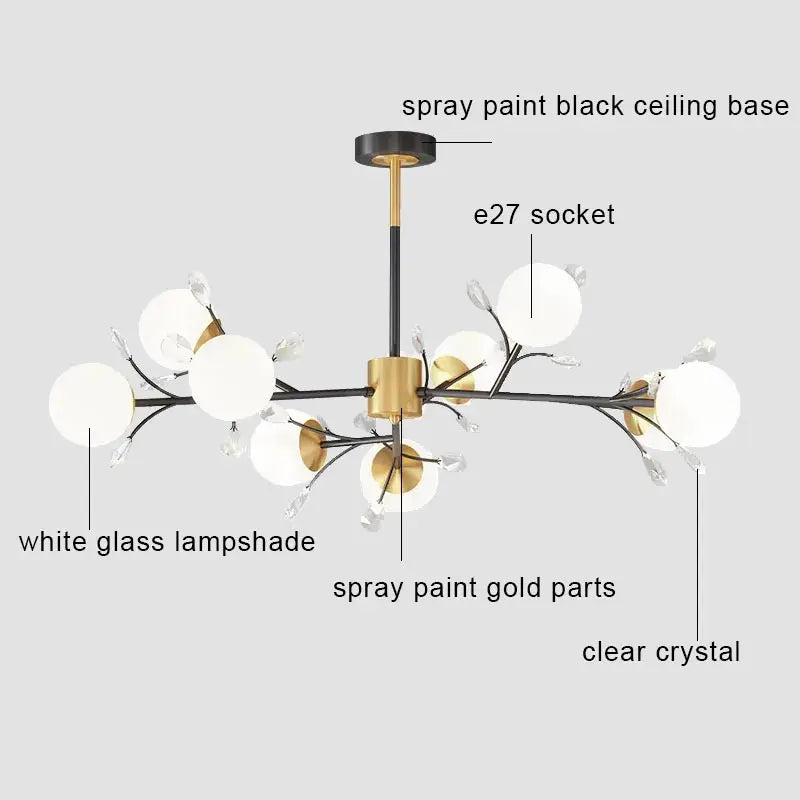 lampadario in cristallo nordico a led per decorazione interna moderna