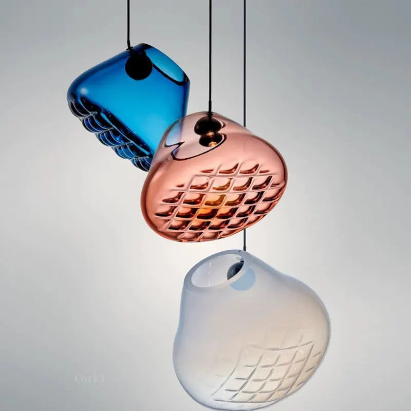 lampadario in vetro design per cucina bar e ristorante