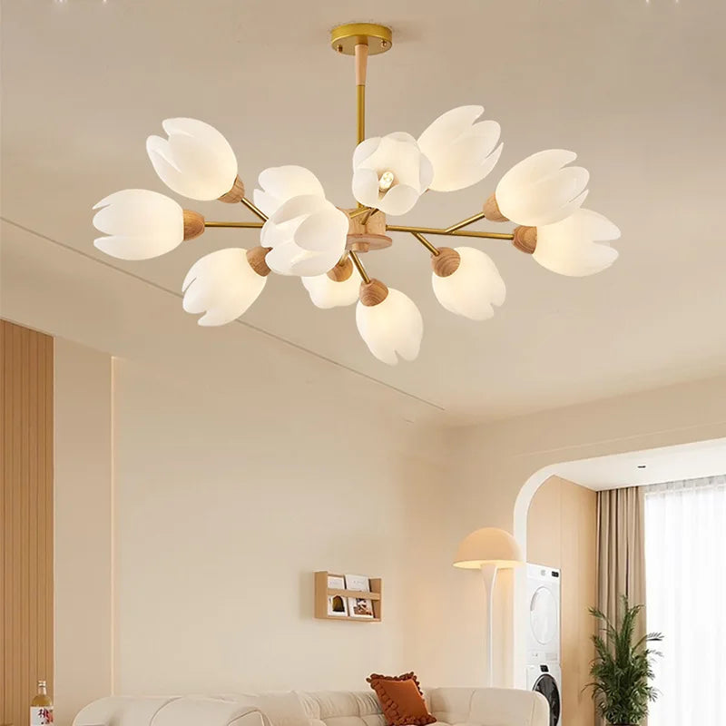 Lampadario nordico floreale luminoso