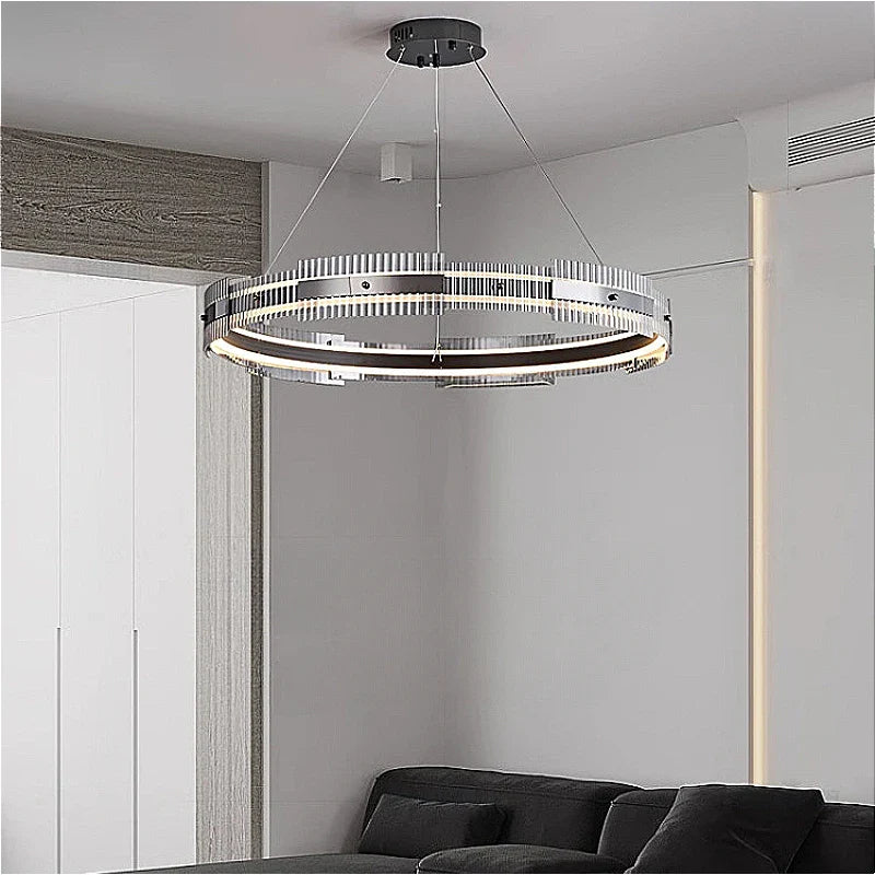 lampadario minimalista italiano di lusso in vetro illuminazione interna a led